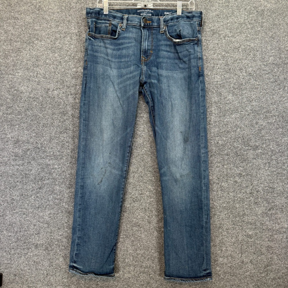Banana Republic Travel Jean Mens 33x30 Blue Slim Fit Stretch Denim Pants Casual